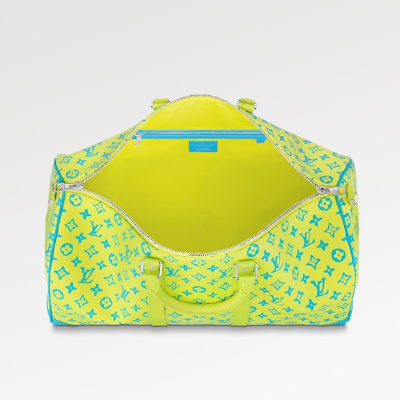 Louis Vuitton Keepall B 50 M21869 💯% Authentic Yellow/Turquoise DuffleBag - Picture 3 of 16
